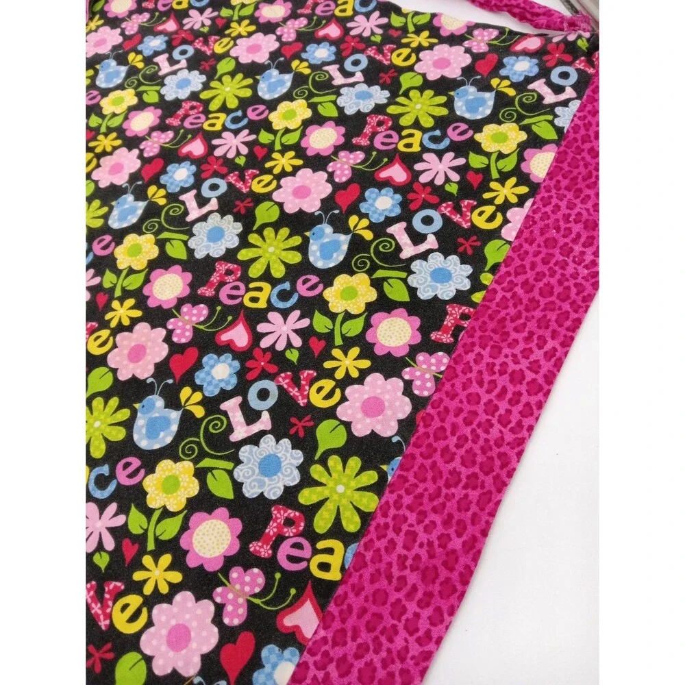 Handmade Vintage Retro Style Peace Love Happy Fun Apron With Pocket